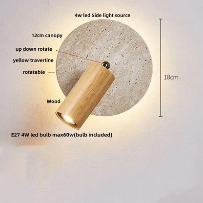 Modern beige stone led wall light bedroom fixture