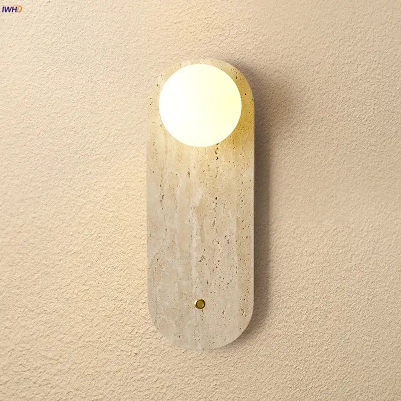 Modern beige stone led wall light bedroom fixture