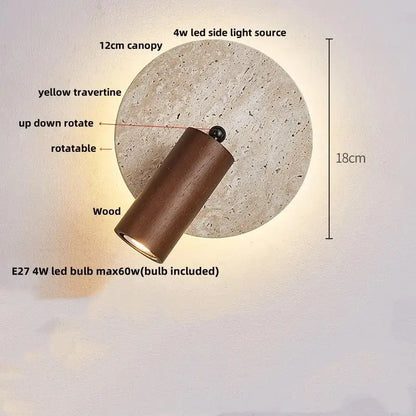 Modern beige stone led wall light bedroom fixture