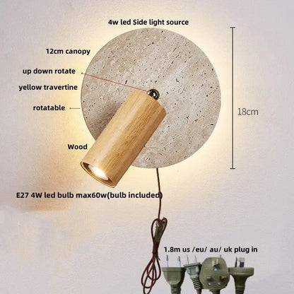 Modern beige stone led wall light bedroom fixture