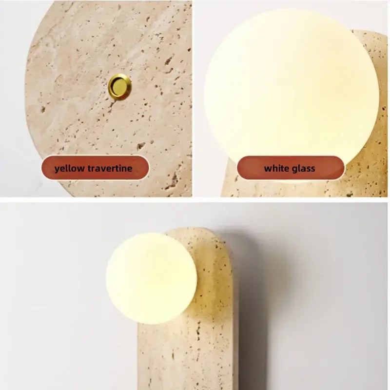 Modern beige stone led wall light bedroom fixture