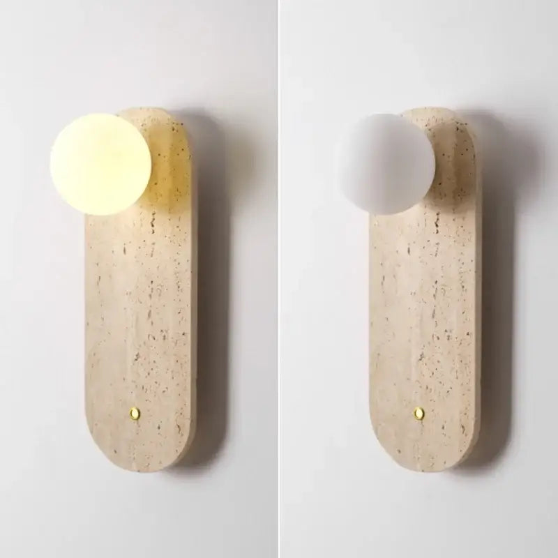 Modern beige stone led wall light bedroom fixture