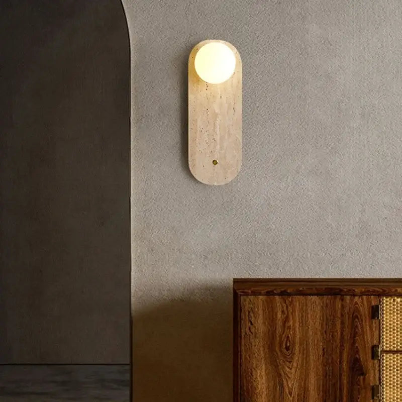 Modern beige stone led wall light bedroom fixture