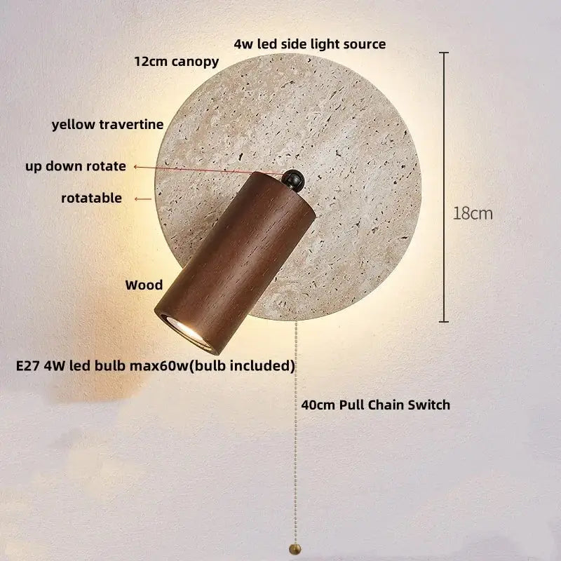 Modern beige stone led wall light bedroom fixture