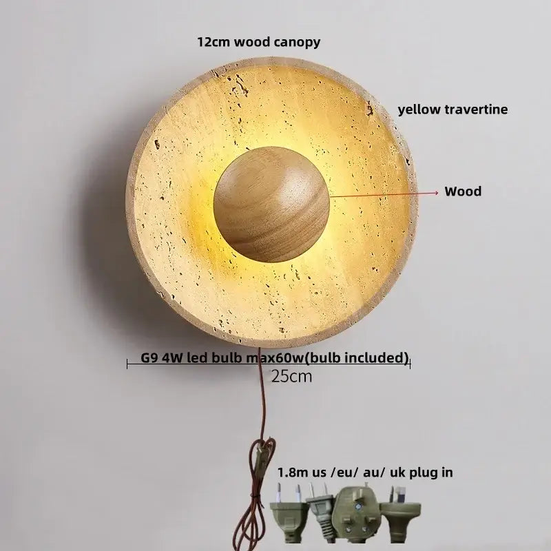 Modern beige stone led wall light bedroom fixture