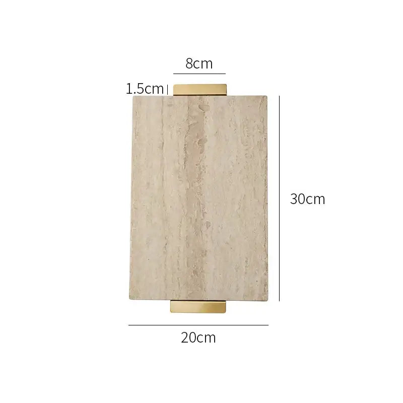 Modern beige travertine stone tray kitchen gold handle decor