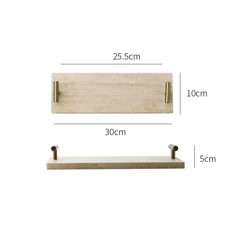 Modern beige travertine stone tray kitchen gold handle decor