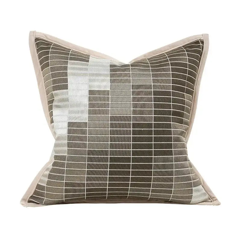 Modern beige & white leaping cat jacquard cushion cover living room