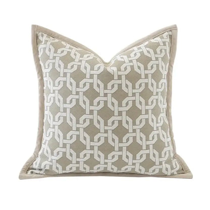 Modern beige & white leaping cat jacquard cushion cover living room