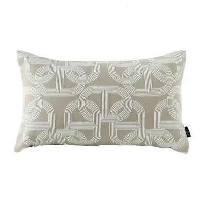 Modern beige & white leaping cat jacquard cushion cover living room