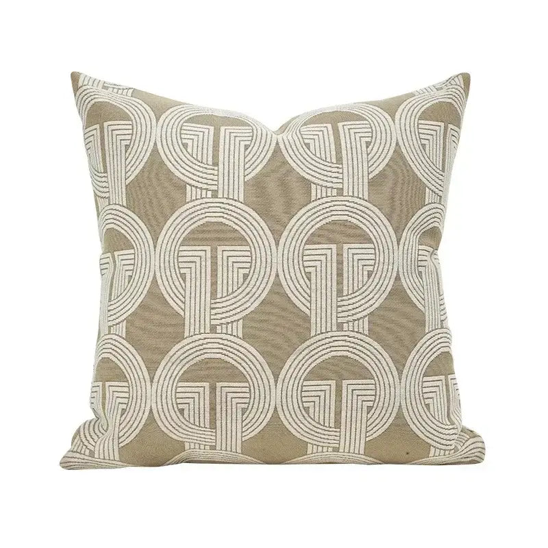 Modern beige & white leaping cat jacquard cushion cover living room