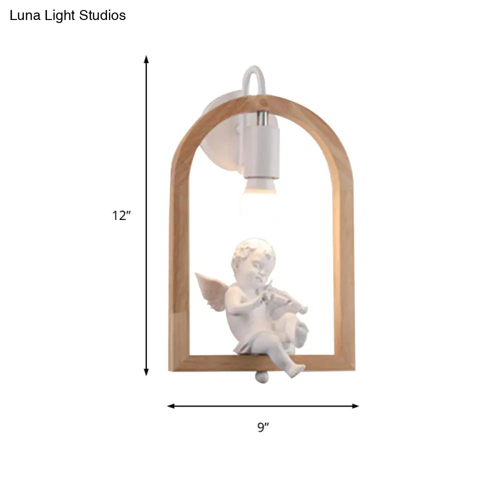 DecorBites™ Modern Beige Wooden Arched Shelf Wall Light with Lovely Deco Boutique Sconce Lamp