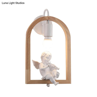 DecorBites™ Modern Beige Wooden Arched Shelf Wall Light with Lovely Deco Boutique Sconce Lamp