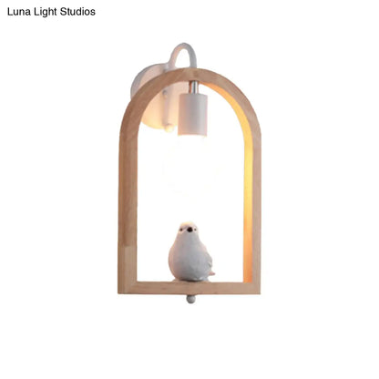 DecorBites™ Modern Beige Wooden Arched Shelf Wall Light with Lovely Deco Boutique Sconce Lamp