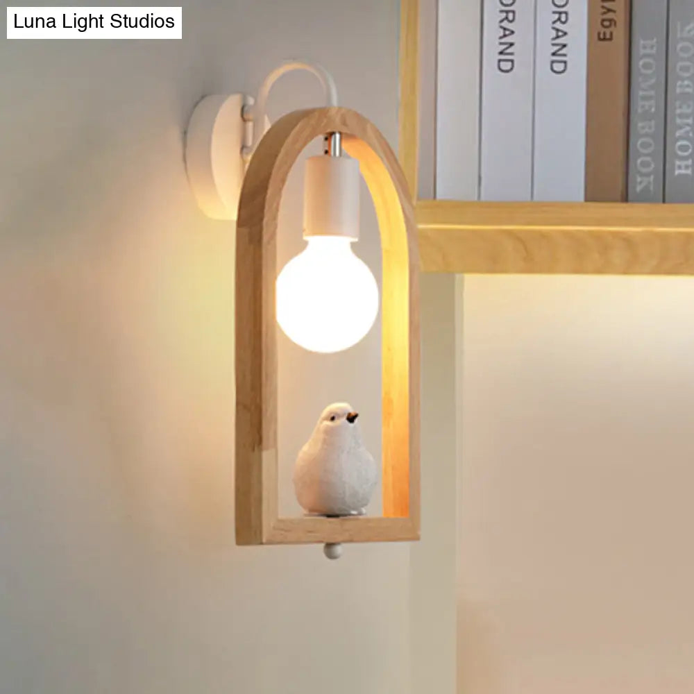 DecorBites™ Modern Beige Wooden Arched Shelf Wall Light with Lovely Deco Boutique Sconce Lamp