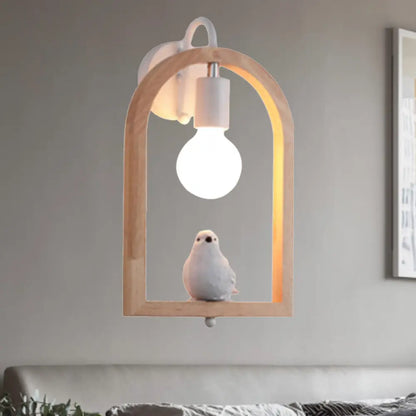 DecorBites™ Modern Beige Wooden Arched Shelf Wall Light with Lovely Deco Boutique Sconce Lamp
