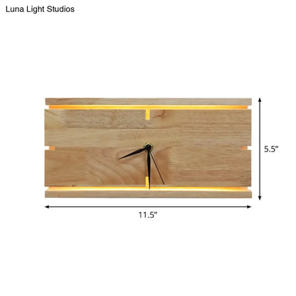 Modern beige wooden led wall clock living room 110v-120v 220v-240v