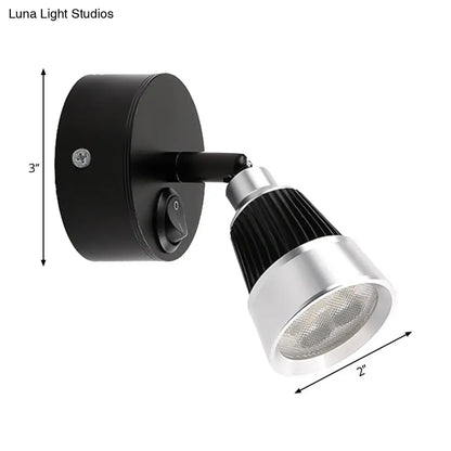 DecorBites™ Modern Bell Wall Light: Rotatable Metal LED Sconce in Black/Chrome - With/Without Switch