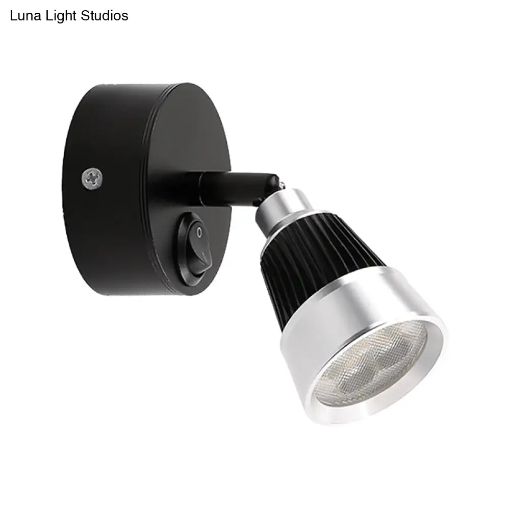 DecorBites™ Modern Bell Wall Light: Rotatable Metal LED Sconce in Black/Chrome - With/Without Switch