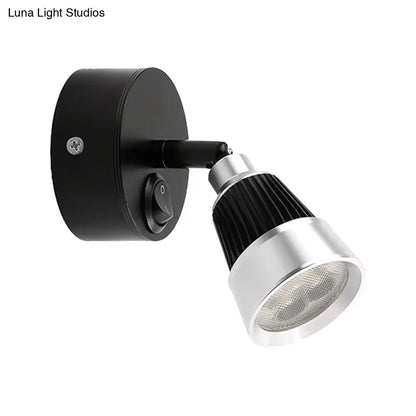 DecorBites™ Modern Bell Wall Light: Rotatable Metal LED Sconce in Black/Chrome - With/Without Switch