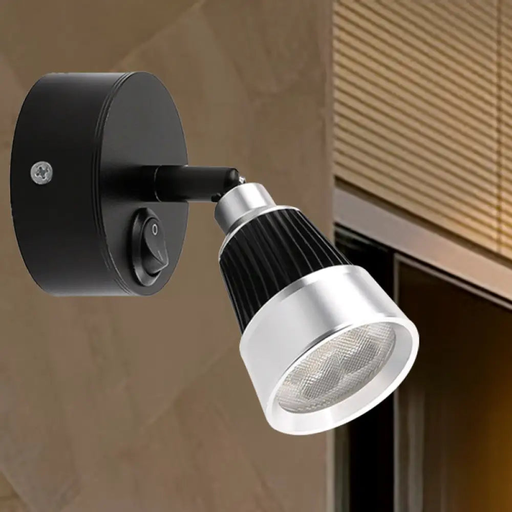 DecorBites™ Modern Bell Wall Light: Rotatable Metal LED Sconce in Black/Chrome - With/Without Switch