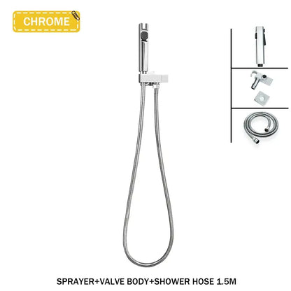 Modern bidet faucet set with coiled hose for bathroom