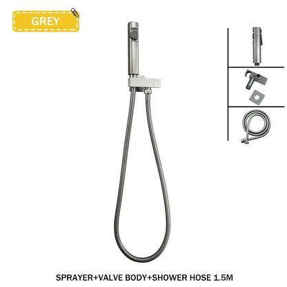 Modern bidet faucet set with coiled hose for bathroom