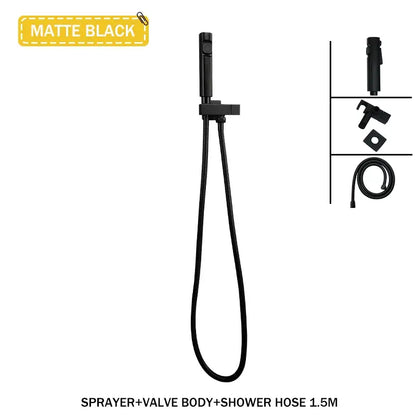 Modern bidet faucet set with coiled hose for bathroom