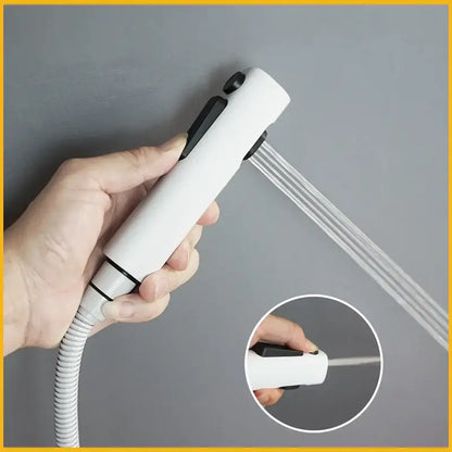 Modern bidet faucet set with coiled hose for bathroom