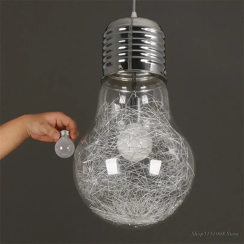 Modern big bulb led pendant light chrome kitchen glass fixture