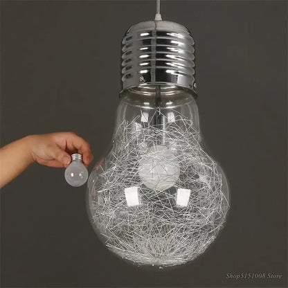 Modern big bulb led pendant light chrome kitchen glass fixture