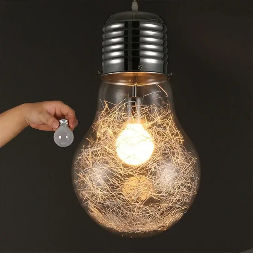Modern big bulb led pendant light chrome kitchen glass fixture