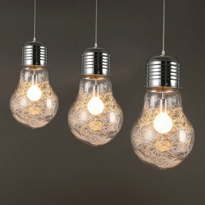 Modern big bulb led pendant light chrome kitchen glass fixture