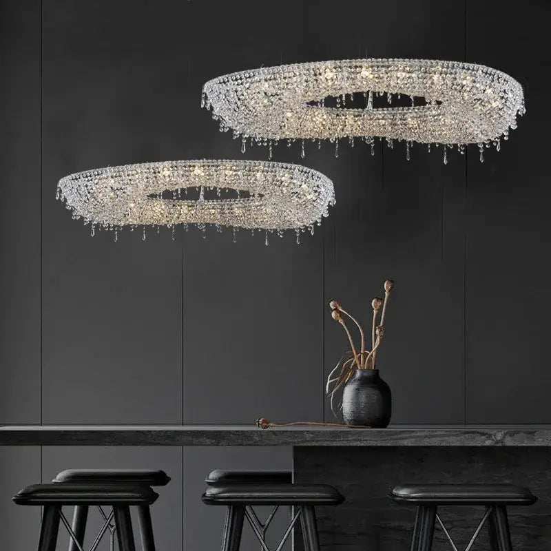 Modern bird nest crystal pendant chandelier living room light