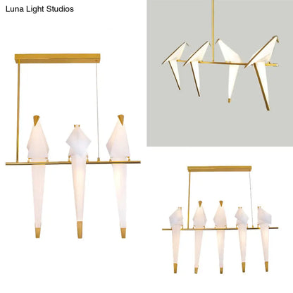 DecorBites™ Modern Bird-Shaped Island Pendant Light: 3/4/5 Golden Hanging Lights for Bedroom