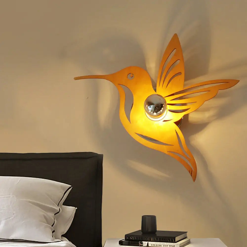 DecorBites™ Modern Bird-Shaped Wood Sconce with Beige Wall Mount - Bedside Lamp