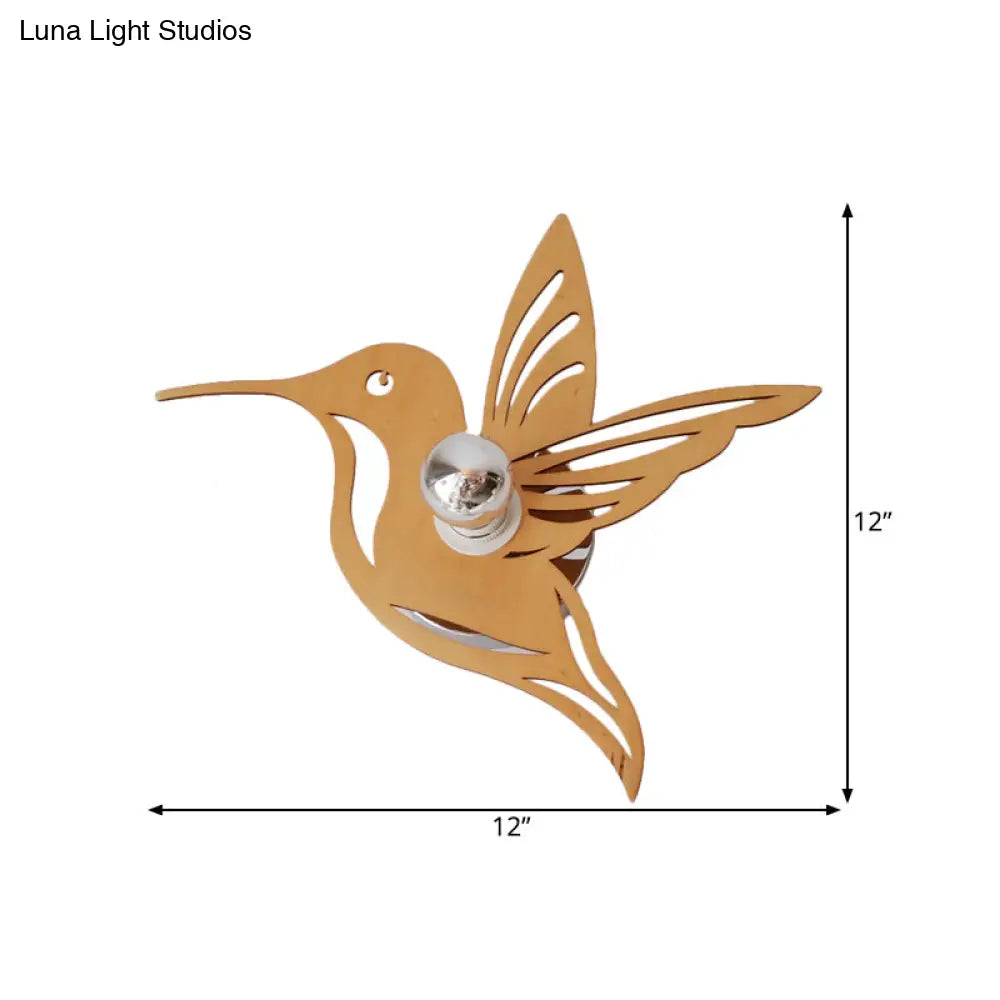 DecorBites™ Modern Bird-Shaped Wood Sconce with Beige Wall Mount - Bedside Lamp