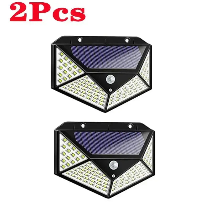 Modern black 100 led solar wall lights garden motion sensor security