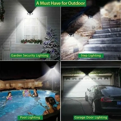 Modern black 100 led solar wall lights garden motion sensor security