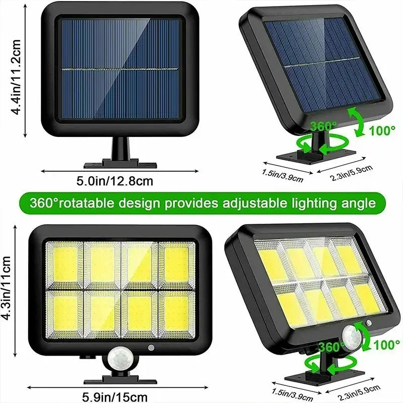 Modern black 160cob solar outdoor wall lights garden motion sensor