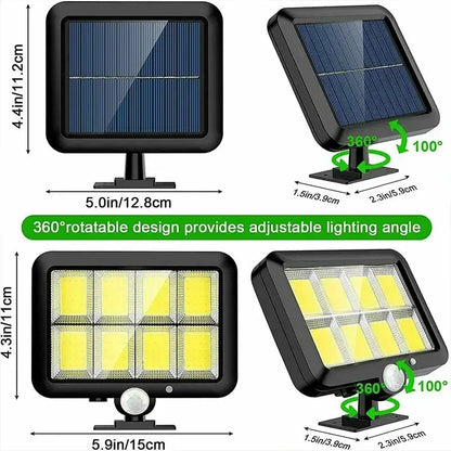 Modern black 160cob solar outdoor wall lights garden motion sensor