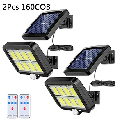 Modern black 160cob solar outdoor wall lights garden motion sensor