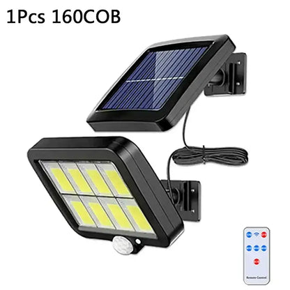 Modern black 160cob solar outdoor wall lights garden motion sensor