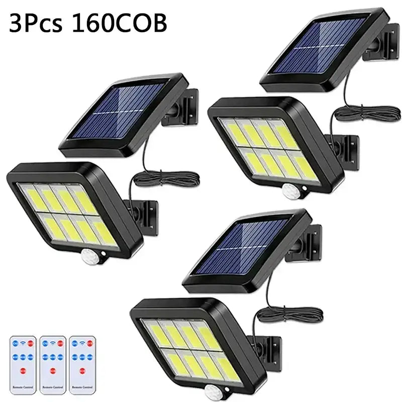 Modern black 160cob solar outdoor wall lights garden motion sensor