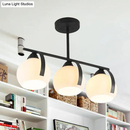 Modern black 3 globe kitchen chandelier for led incandescent bulbs