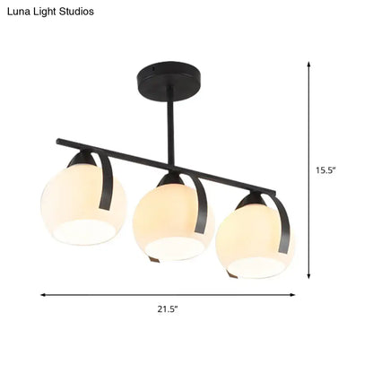 Modern black 3 globe kitchen chandelier for led incandescent bulbs