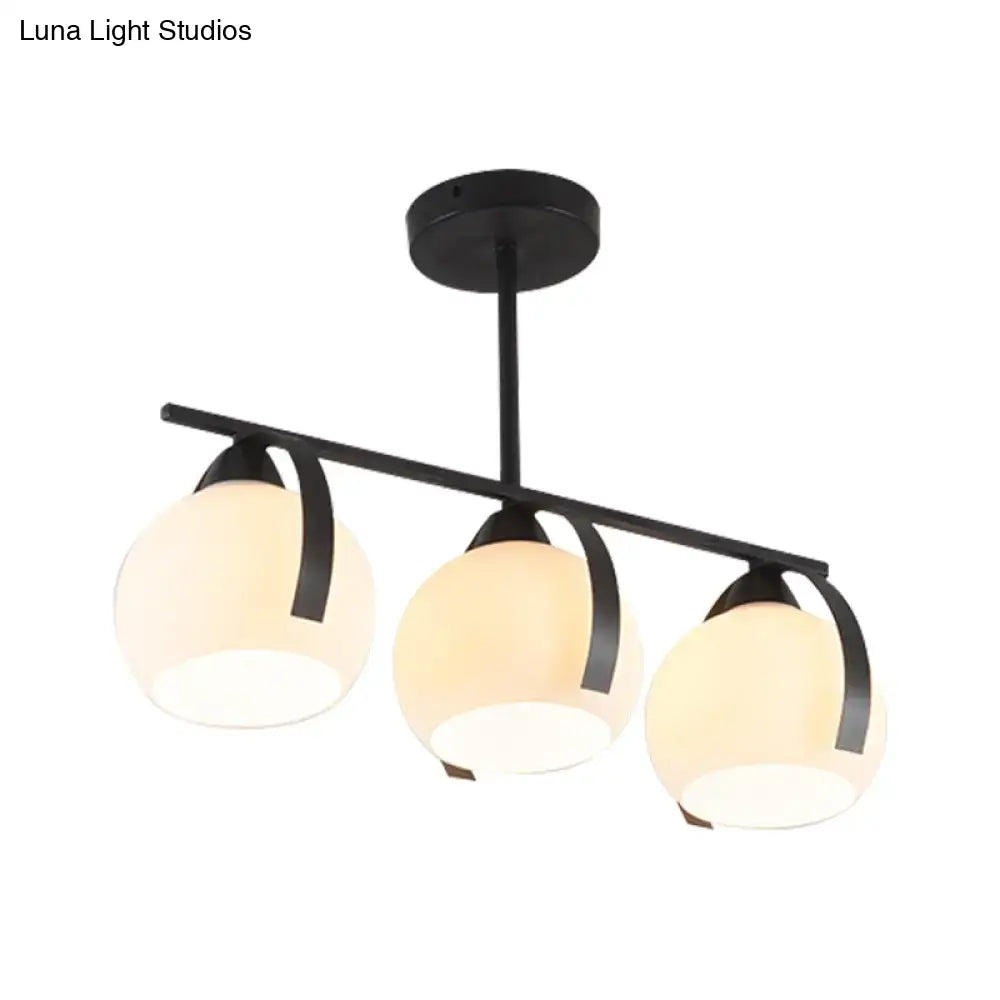 Modern black 3 globe kitchen chandelier for led incandescent bulbs
