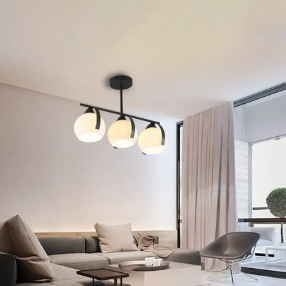 Modern black 3 globe kitchen chandelier for led incandescent bulbs