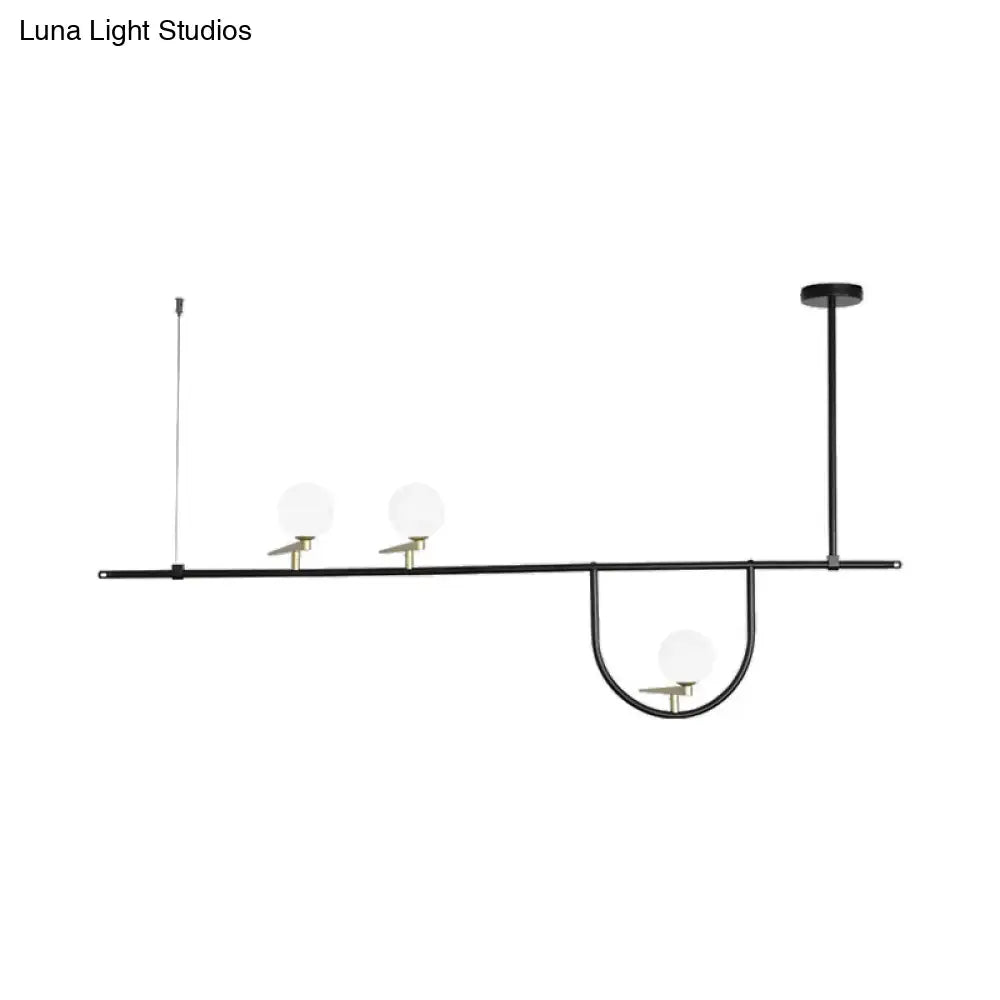 Modern black 3 head kitchen island light with opal glass shade