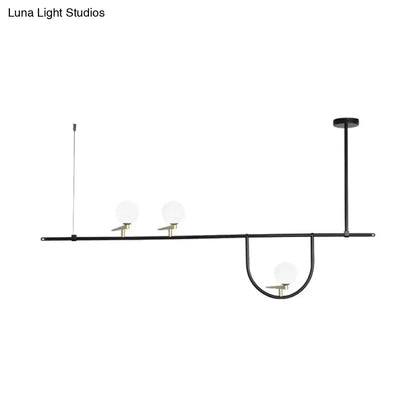 Modern black 3 head kitchen island light with opal glass shade